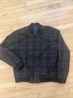Apt. 9 Men's Brown and Tan Thick Plaid Bomber Jacket
